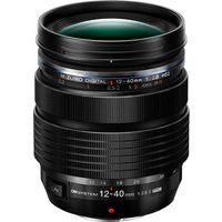 Black Olympus M.Zuiko 12‑40mm F2.8 PRO II lens with textured zoom ring and clear focal length markings.