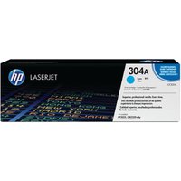 HP 304A Cyan Toner Cartridge in black box with blue accents and HP logo.
