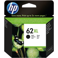 HP 62XL Black Ink Cartridge in green and black packaging with lotus image and HP logo.