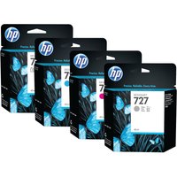 HP 727 matte black ink cartridge in black box with blue butterfly design and white label.