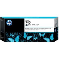 HP 745 Matte Black Ink Cartridge, 300ml, rectangular box with blue butterflies and HP logo on white and black design.