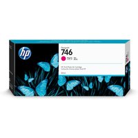 HP 746 Magenta Ink Cartridge box, 300ml, with blue butterflies on black background and HP logo.