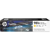 HP 981X high capacity yellow ink cartridge in black box with white and blue graphics and HP logo.