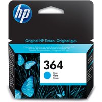 HP No. 364 Cyan Ink Cartridge, black packaging with blue butterflies and HP logo.