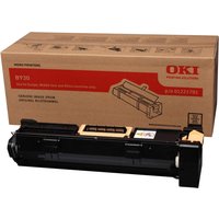 Black OKI 01221701 drum unit with beige accents, next to brown packaging box with red OKI branding.