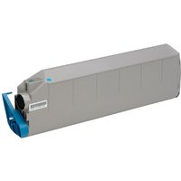 Gray OKI 41515211 cyan toner cartridge with blue accents and rectangular shape.