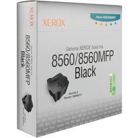 Xerox 108R00727 solid ink pack, six black blocks in white box with product details and colorful logo.