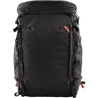 Black PGYTECH OnePro Flex Backpack with multiple zippers, padded straps, and red accents.