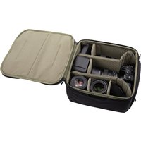 Black PGYTECH camera shoulder case with beige interior, adjustable dividers, and compartments for lenses and accessories.
