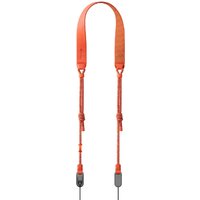 Orange PGYTECH camera strap with adjustable nylon and polyester design, featuring thermoplastic connectors.