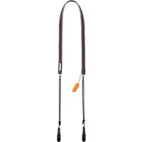 Black PGYTECH camera neck strap with braided design, orange accent, and adjustable ends for secure attachment.