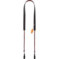 Black and red PGYTECH camera neck strap with quick-release buckles and orange accent tag.