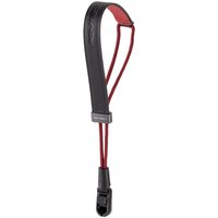 Black and red PGYTECH camera wrist strap with adjustable loop and secure clip attachment.