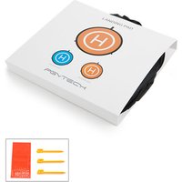 PGYTECH PGY-AC-308 landing gear in white packaging with orange and blue helipad icons, includes red bag and yellow tools.