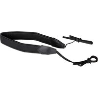 Black Praktica neck strap for binoculars with adjustable loops and padded section for comfort.