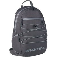 Black Praktica Travel Binocular backpack, polyester, with front zipper pocket, elastic cord, and top handle.