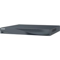Black QNAP TVR-AI200 1U rackmount server with sleek design and front panel ports.