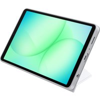 White Samsung EF-BX130 flip case for 8.7" tablet, sleek design, standing position, precise cutouts for ports.