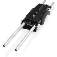 Black SHAPE BP20 shoulder pad with dual silver rods, ergonomic grip, and mounting slots for camera stabilization.