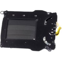 Black Sony 149306114 camera shutter unit with multiple mounting holes and a yellow ribbon cable.