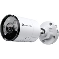 White TP-Link INSIGHT S355 Bullet IP security camera with black lens, four LED lights, and wall mount bracket.