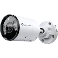 White TP-Link INSIGHT S385 bullet IP camera, black lens, four infrared LEDs, wall mount bracket.