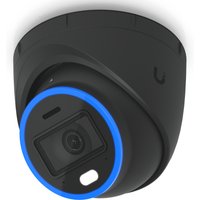 Black Ubiquiti AI Turret IP camera with blue LED ring, compact dome design, suitable for indoor and outdoor use.