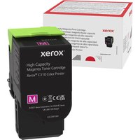 Xerox magenta toner cartridge for C310/C315 printers, black casing with green top, box packaging in background.