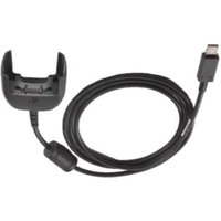 Black Zebra USB charger for mobile device with cradle and long cable, fast charging capability.