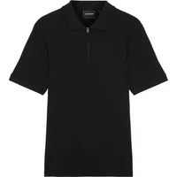 Black 1/2 zip polo shirt by Lyle & Scott with short sleeves and a classic collar.