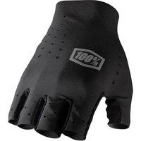 Black short finger MTB cycling gloves with perforated design and 100% logo on the back.