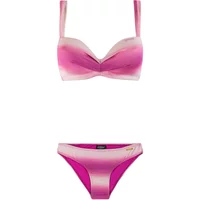 Pink and purple gradient 2-piece swimsuit with padded top and matching bottoms by Protest Chique.