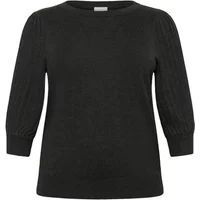 Black 3/4 sleeves sweater by KAFFE Curve with ribbed cuffs and round neckline.