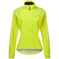 Bright yellow Altura women's storm jacket with high collar, full zip, and reflective detailing.