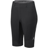 Black Altura Esker Trail Women's Shorts with knee-length cut, zippered pocket, and subtle logo on the side.