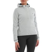 Light gray Altura Grid Softshell Half Zip Women's jacket with hood, front pocket, and subtle logo on chest.