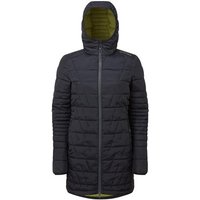 Black Altura Grid Twister women's jacket with quilted pattern, hood, and green lining.