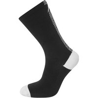 Black Altura Icon cycling sock with white heel, toe, and cuff, featuring subtle diagonal stripe detail.