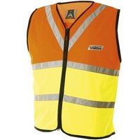 Orange and yellow Altura Night Vision safety vest with reflective stripes and front zipper.