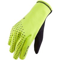 Bright yellow Altura Nightvision fleece windproof gloves with black palm and dotted grip pattern.