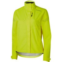 Bright yellow Altura Nightvision Nevis waterproof cycling jacket with high collar and reflective accents.