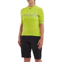 Bright yellow Altura Nightvision women's jersey with reflective stripe, short sleeves, and front zipper.