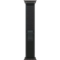 Apple 49mm black trail loop watch band with black titanium finish, featuring a sleek, textured design.