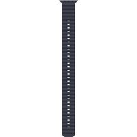 Apple 49mm navy ocean band extension with black titanium finish, featuring a ribbed texture and multiple adjustment holes.