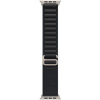 Black titanium Apple watch band with ribbed polyester and spandex design, featuring a sleek metal clasp.