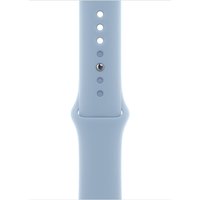 Blue Apple wearable band, fluoroelastomer material, adjustable strap with holes and metal pin clasp.