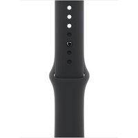 Black fluoroelastomer Apple watch band with adjustable holes and sleek design.