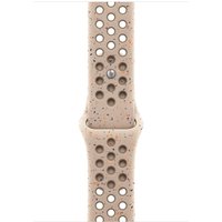 Beige fluoroelastomer Apple watch band with perforated holes and speckled design.