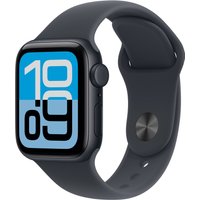 Apple Watch SE 3rd Gen GPS + Cellular 40mm in Midnight Aluminium with a dark band and large blue digital display.
