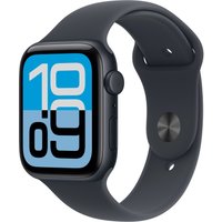 Apple Watch SE 3rd Gen GPS + Cellular 44mm in Midnight, sleek black case, digital display, and matching sport band.